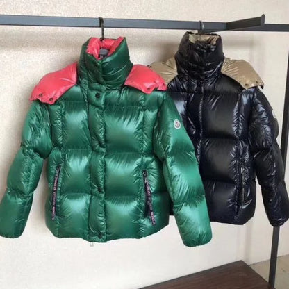 Jaqueta Puffer com Capuz em Dois Tons 