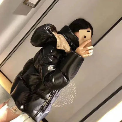 Jaqueta Puffer com Capuz em Dois Tons 