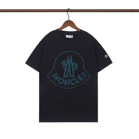 Camiseta de algodão bordada com assinatura 