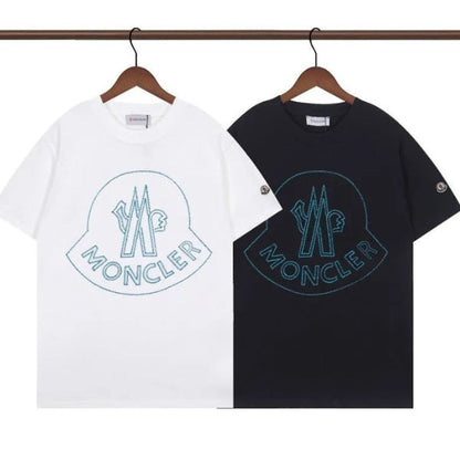 Camiseta de algodão bordada com assinatura 